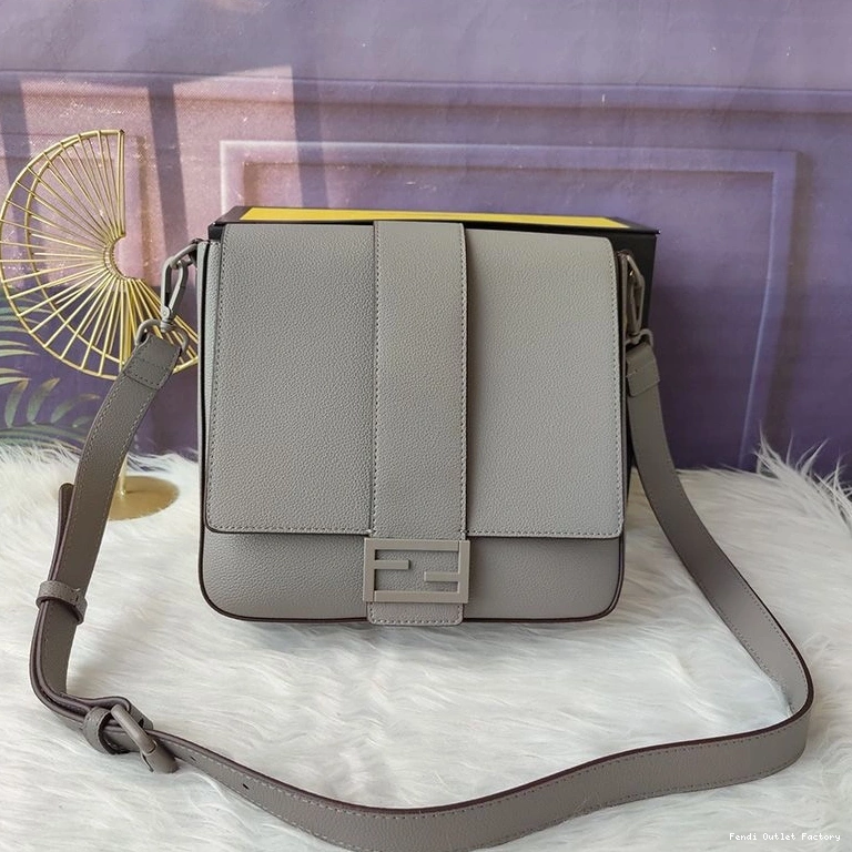 HOT Messenger Cuoio Grey Romano Leather Fendi Baguette Medium In 0810